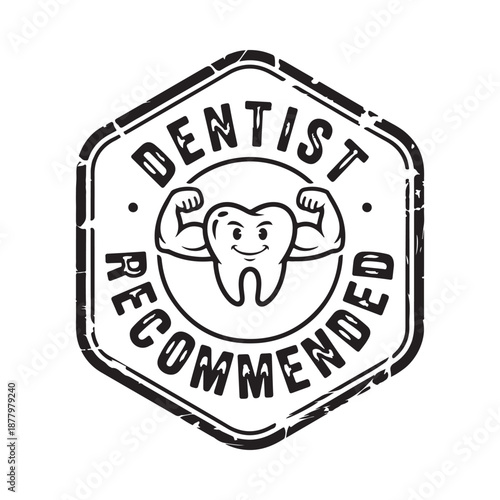 Dentist recommended seal A tooth with strong arms inside a hexagon
