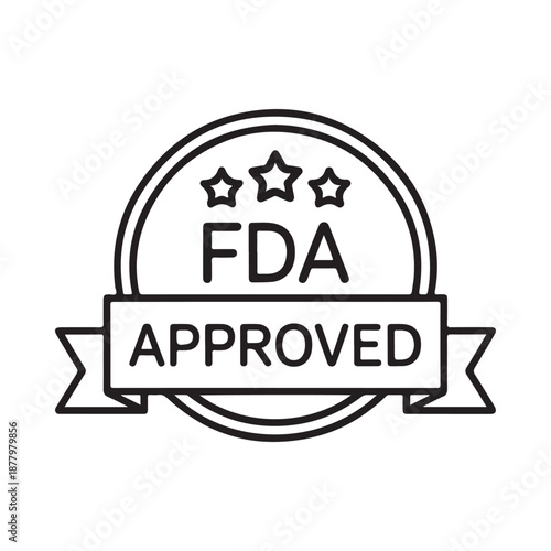 Fda approved seal with stars and ribbon a quality assurance symbol