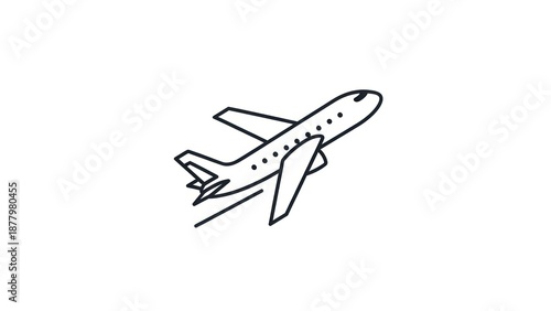 Airplane taking off icon simple vector illustration isolated on white