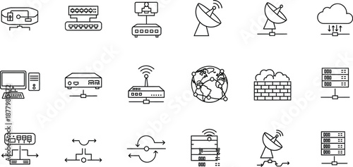 Collection of various technology and communication icons in a grid layout