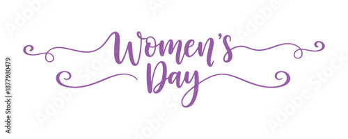 Women's Day. Fashionable calligraphy text. Handwritten text in colorful ink, isolated on both white and transparent backgrounds for your unique design. Vector Illustration

