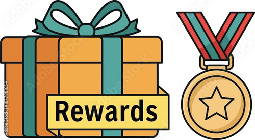 Rewards and achievements icon set