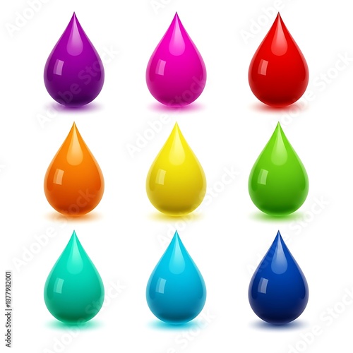 Rainbow Color Drops on White Background
