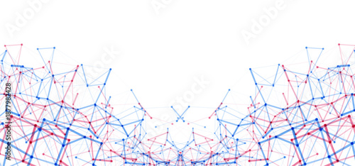 Abstract digital technology hi-tech futuristic blue white background, cyber information communication, innovation future tech data, internet network connection, Ai big data lines dots, circuit vector