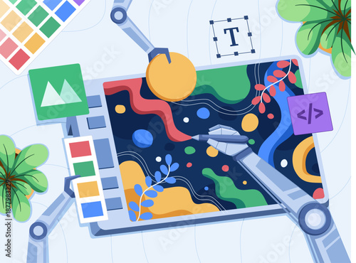 AI make Art  vector illustration 