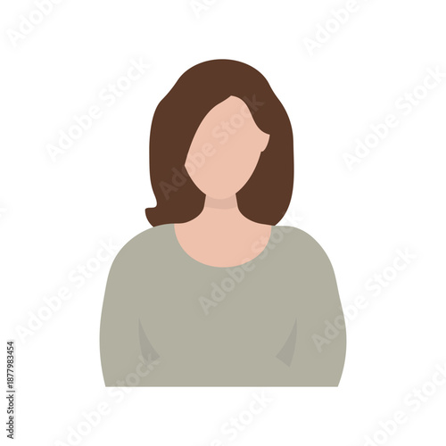 Faceless female avatar on an isolated background. Vector illustration of a young fair-skinned woman.