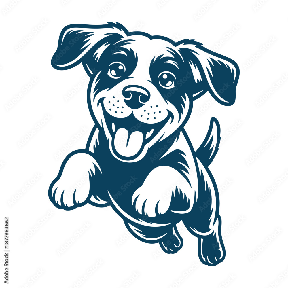 Fototapeta premium Happy Puppy Face Line Art Illustration