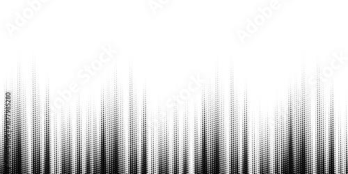 Black and white gradient dotted halftone background.