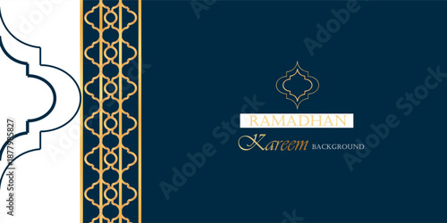 Ramadan kareem banner with Islamic traditional vintage geometric pattern frame. For digital banners or can be printed.illustration