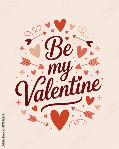 Romantic Valentine Card with Hearts and Arrows love