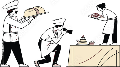 Chefs preparing food in a professional kitchen setting