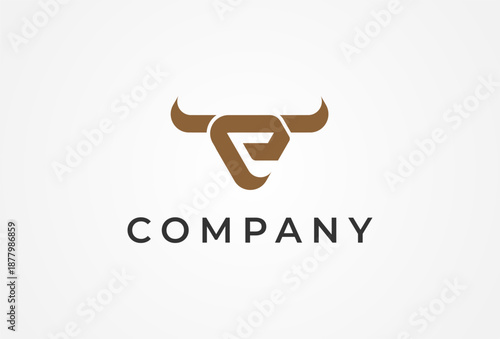 Initial E horn Logo, minimalist letter E with horn design logo, vector illustration