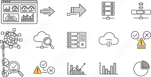 Collection of business and technology icons in a grid layout