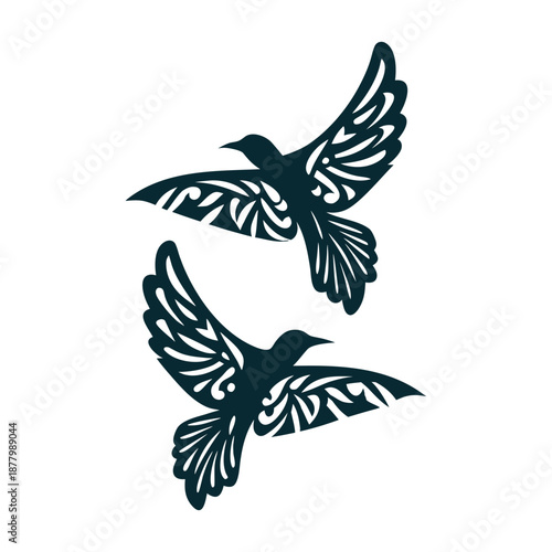 Decorative Abstract Flying Birds Vector Design