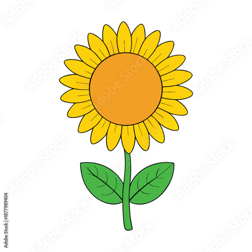 A bright, bold sunflower stands tall, its golden petals radiating warmth, surrounding a rich brown center, basking in sunlight and bringing summer cheer.

