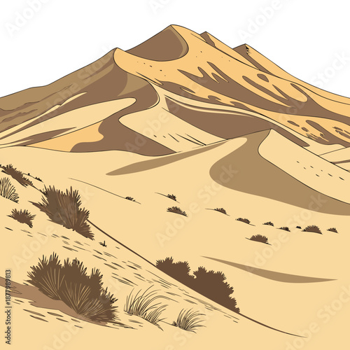 Desert hill cluster with varied heights and sparse vegetation