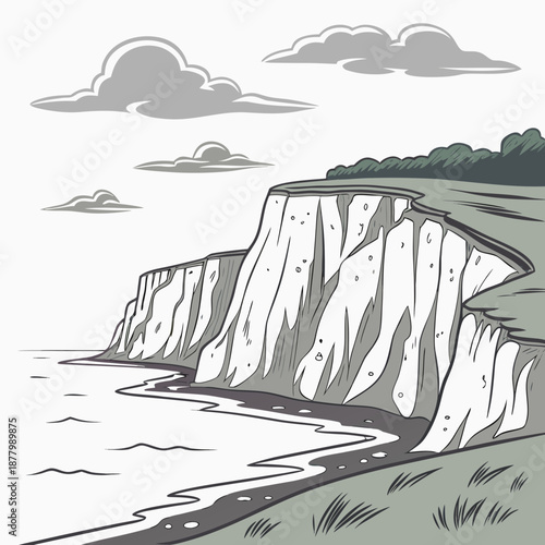 Coastal cliff with erosion marks realistic landscape