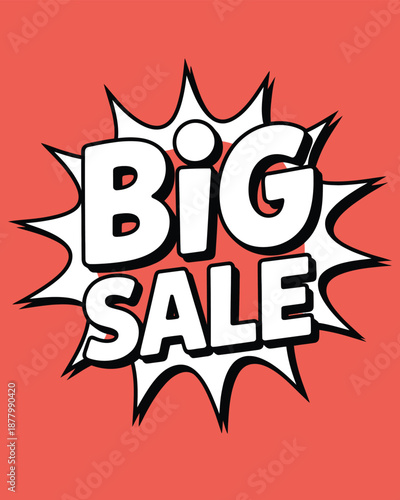 Big Sale Text in Bold White Letters on Red Background