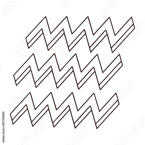 A flowing wavy zigzag pattern line creates dynamic rhythm, blending smooth curves and sharp angles, perfect for modern backgrounds, textiles, wallpapers, and abstract design accents.
