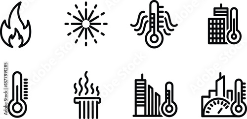 Weather and temperature icons set