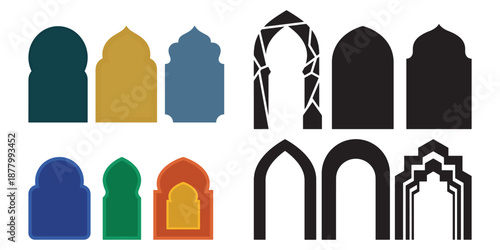 Islamic Arch and Niche Window Frames Vector Set