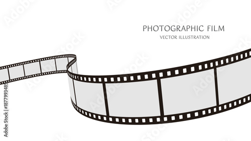 16:9の背景素材：ダイナミックな動きをした35mm写真フィルムのベクターイラストデータ
