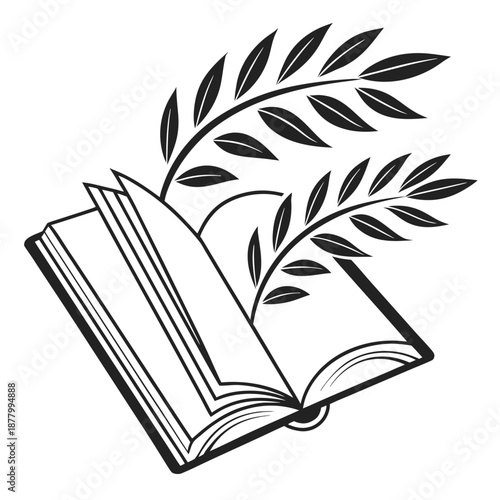 Open book with leaf