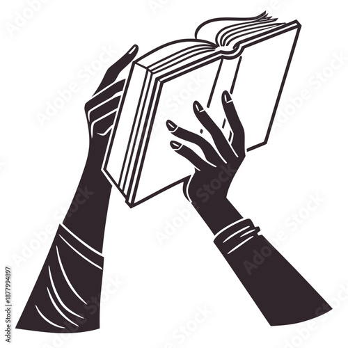 Hands holding open book