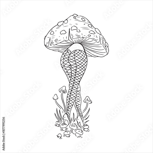Mushroom Mermaid Illustration