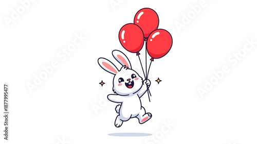 A charming cartoon bunny mascot is waving cheerfully, perfect for playful marketing, children's content, or any project needing a touch of joy and inn