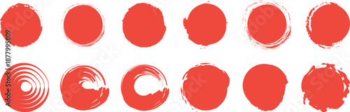 A collection of red oval shapes with varying levels of distortion