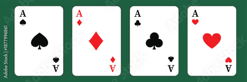 Black Playing Card Suits Silhouettes playing cards. Card suits set of vector icons showing hearts, clubs, diamonds and spades. Playing card suits on white background