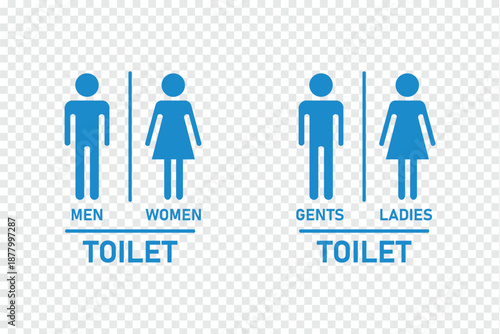 Toilet icons set. Men and women restroom icon. WC toilet restroom sign vector icon set. Man and woman symbol. Public bathroom pictogram. Male and female gender silhouette for lavatory door. wc icon