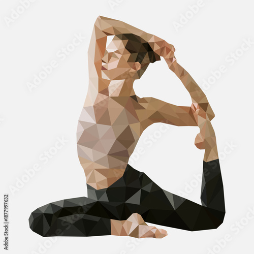 Mosaic Yogi in Yoga Pose, Geometric Meditation Illustration