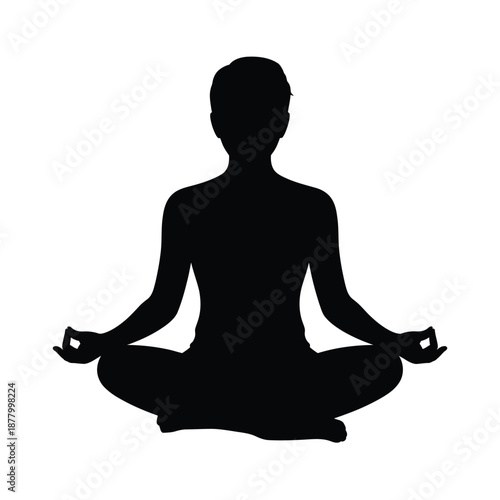 Silhouette of a person meditating in a peaceful lotus position