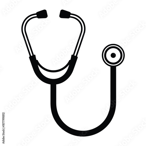 Simple black and white illustration of a classic medical stethoscope design
