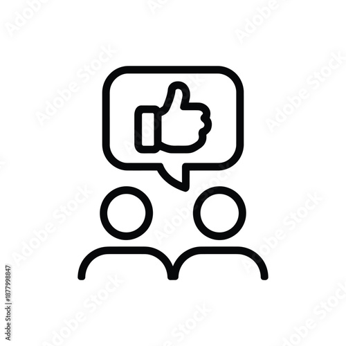 People communicating with a positive feedback thumbs up icon shown