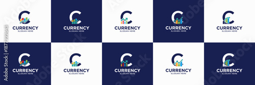 set of letter C financial business logo. useable for accounting, investment, marketing, wealth management identity icon.