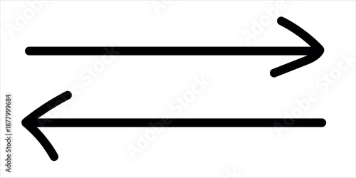Two black arrows pointing in opposite directions on a white background