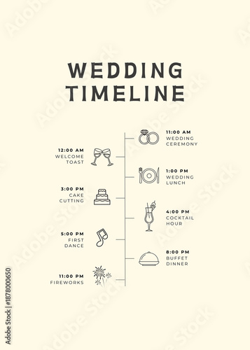Wedding timeline design with icons