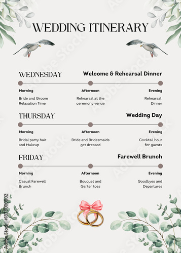 Wedding itinerary template