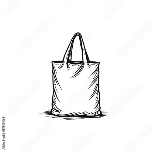Blank canvas tote bag in simple hand-drawn style  