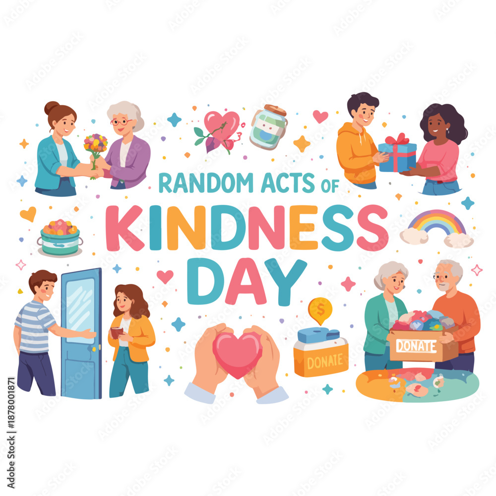 Fototapeta premium Random Acts of Kindness Day Celebration February 17 Vector Illustration