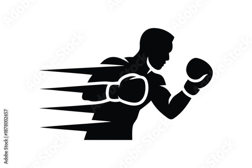 Fighter Punching, Graphic for Fitness Gym or Combat Sports