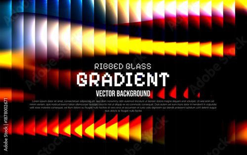 Futuristic orange and yellow ribbed glass gradient backdrop with high contrast black elements for energetic layouts