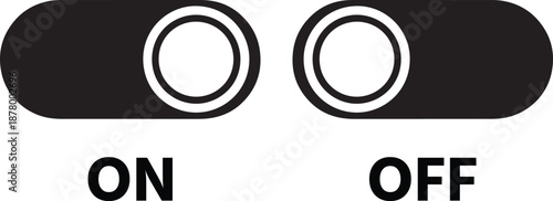 Toggle Switch Icon Set in Solid Style Representing ON and OFF States for User Interface Controls