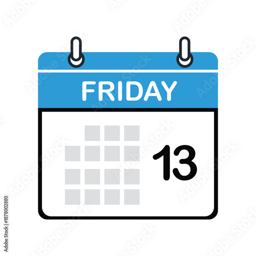 Friday the 13th Calendar Icon for Superstition and Bad Luck Concept