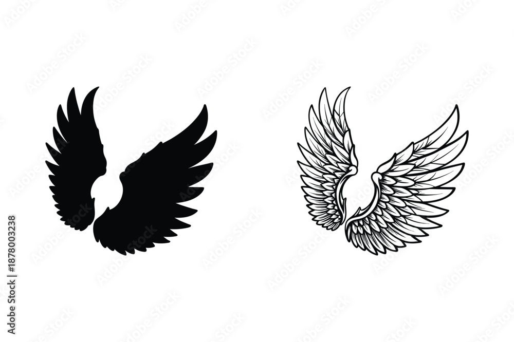 Fototapeta premium Two stylized bird wings Vector