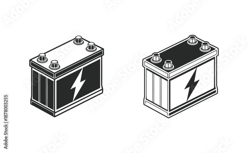 Two car batteries side by side Vector