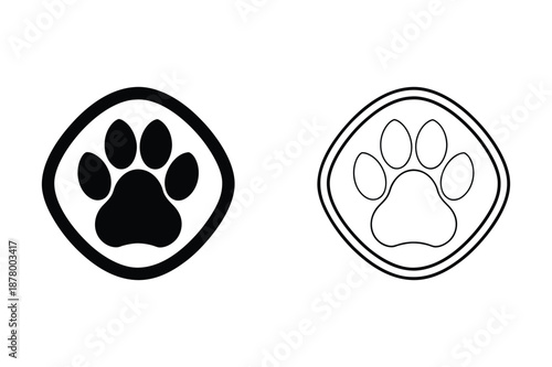 Two paw prints side by side Vector